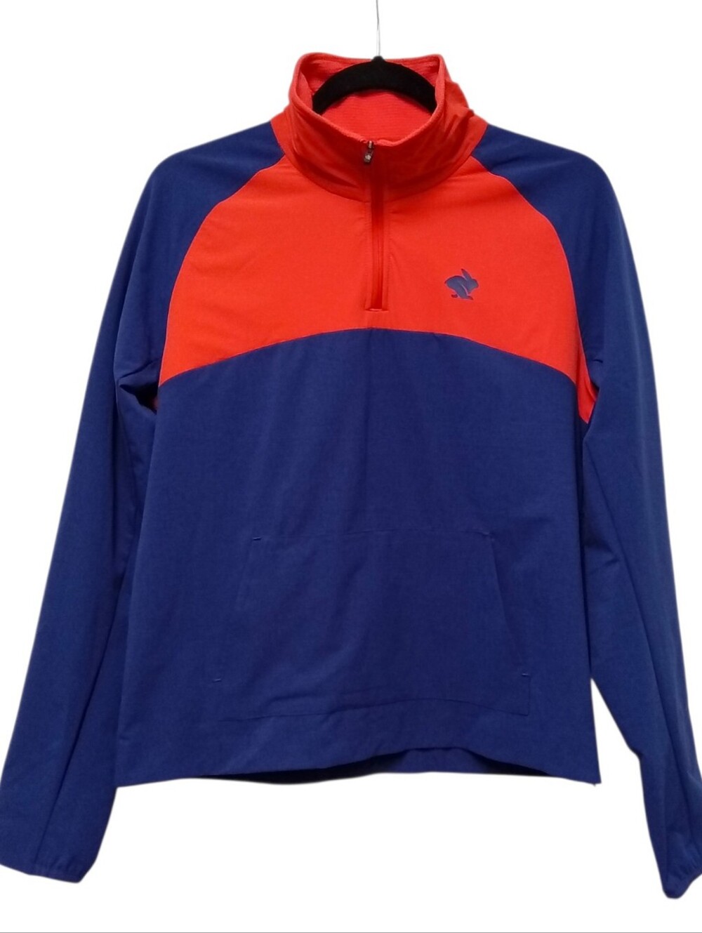Rabbit Victory Half Zip Running Jacket Womens Small Blue Red Grid Fleece